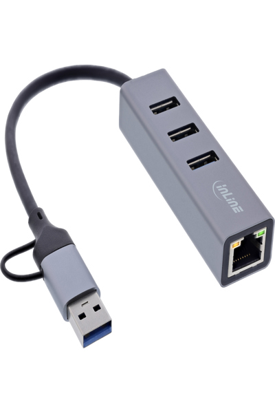 InLine 4-in1 Gigabit USB-C/USB-A Hub with RJ45