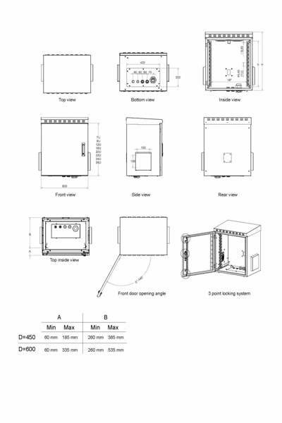 Equip Server Cabinet 19" 600x450mm Grey