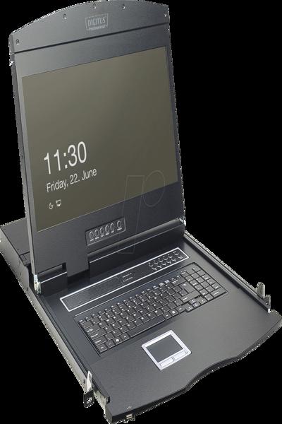 DIGITUS 19" LCD KVM Console, 1-Port VGA, US Keyboard - DS-72211-1US