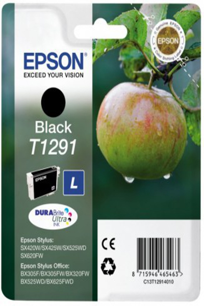 EPSON APPLE SINGLEPACK BLACK T1291 DURABRITE ULTRA INK