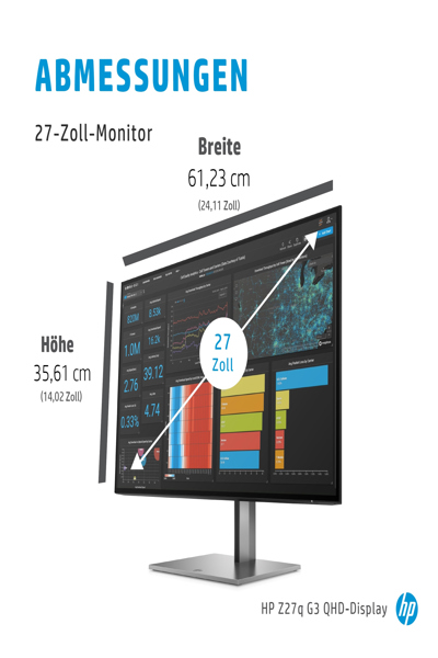 HP Z27q G3 QHD - 68.6 cm (27") - 2566 x 1440 pixels - Quad HD - LED - 5 ms - Silver - 1C4Z7AA