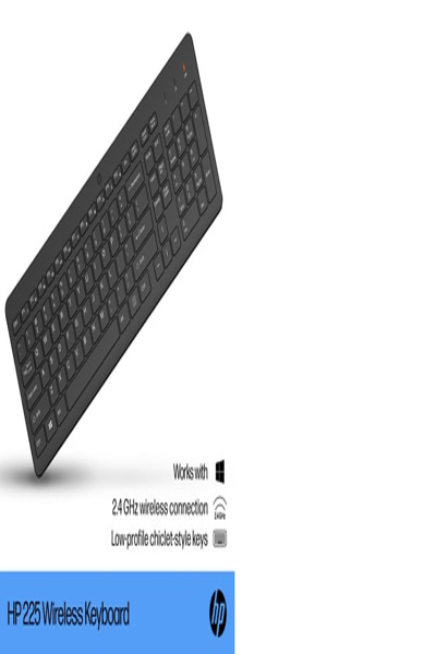 HP 225 Wireless Keyboard: Full-size, Black, QWERTY