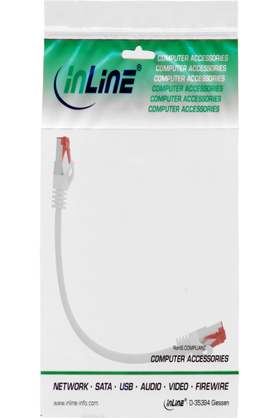 Câble de raccordement en ligne S/FTP PiMF Cat.6 250 MHz PVC cuivre blanc 0,25 m