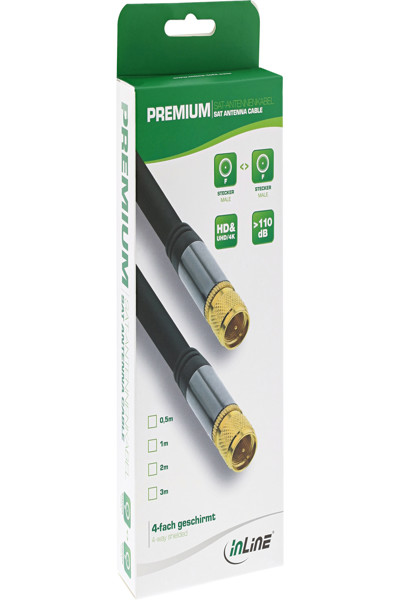 Câble SAT InLine Premium - 4x blindé - 2x F-mâle - >110dB - noir - 3m