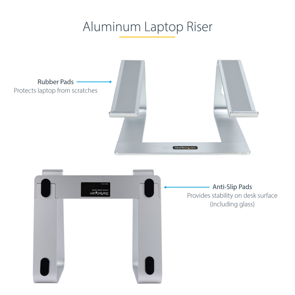 Laptop Stand for Desk, 5kg/11lb, Aluminum, Silver, Ergonomic (LAPTOP-STAND-SI... - LAPTOP-STAND-SILVER