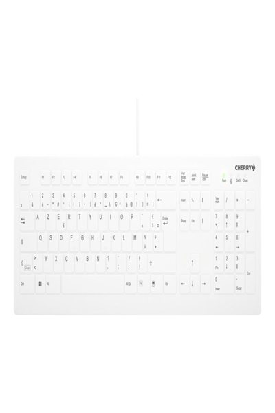 Cherry Flat Profile Hygiene Desktop Keyboard Sealed USB Whit - Keyboard - 105 keys - AK-C8112-U1-W/FR