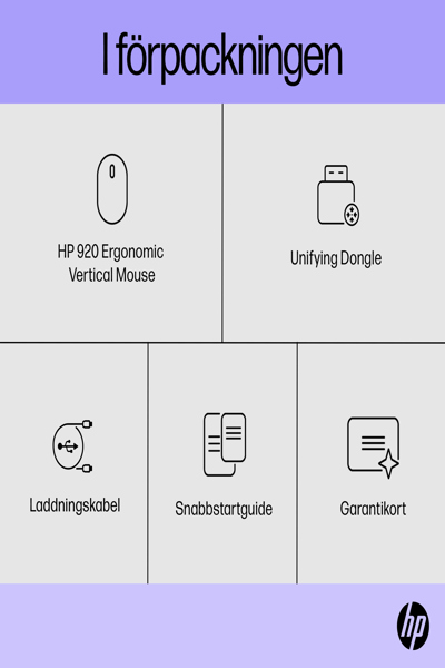 HP 920 Ergonomic Wireless Mouse: Right-hand, Vertical Design, 4000 DPI - 6H1A4AA
