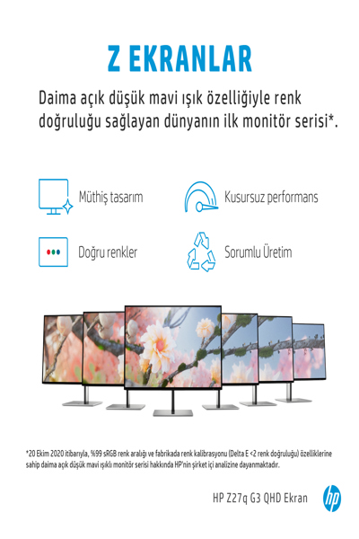 HP Z27q G3 QHD - 68.6 cm (27") - 2566 x 1440 pixels - Quad HD - LED - 5 ms - Silver - 1C4Z7AA