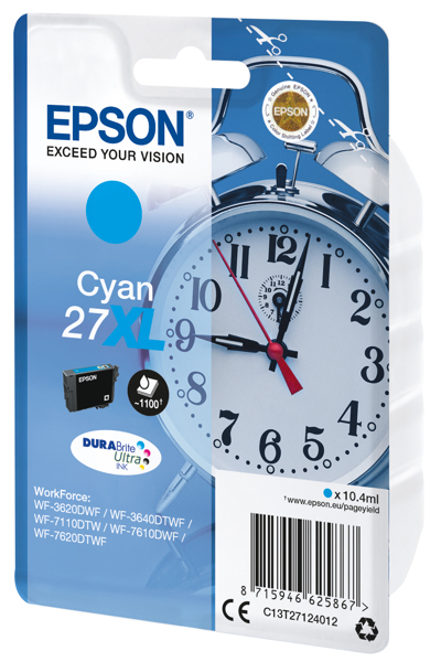 EPSON ALARM CLOCK SINGLEPACK CYAN 27XL DURABRITE ULTRA INK 10.4 ML