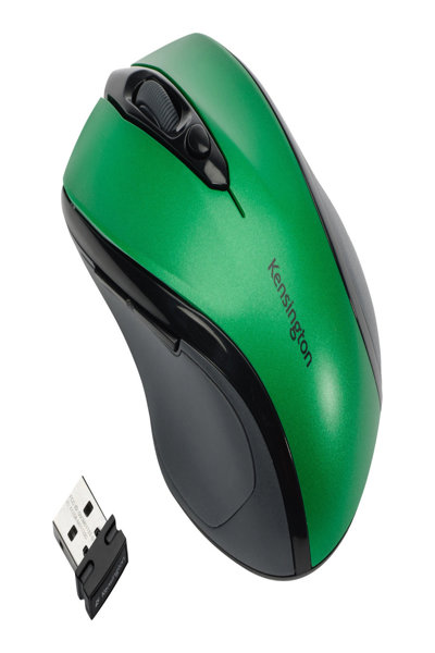 Kensington Pro Fit Wireless Mouse - Mid Size - Emerald Green - Right-hand - Optical - RF Wireless - 1600 DPI - Green - K72424WW