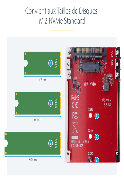 StarTech.com M.2 to U.3 Adapter, For M.2 NVMe SSDs, PCIe M.2 Drive to 2.5inch U.3 (SFF-TA-1001) Host Adapter/Converter, TAA Compliant - 1M25-U3-M2-ADAPTER
