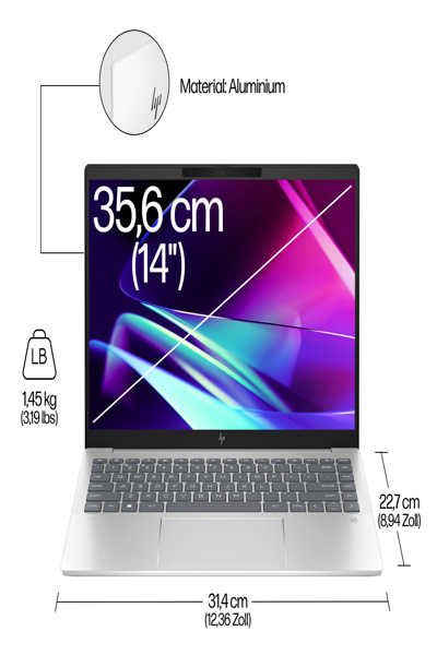 HP Pavilion Plus 14-ew1172ng 35.56cm 14Zoll 2.8K Intel Core Ultra 7 155H 32GB 512GB - Core Ultra 7 - 512 GB - 9Z340EA#ABD