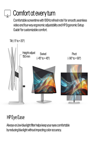 HP Series 7 Pro WUXGA Monitor: 24-inch (724pn), 61 cm - 8X534AT
