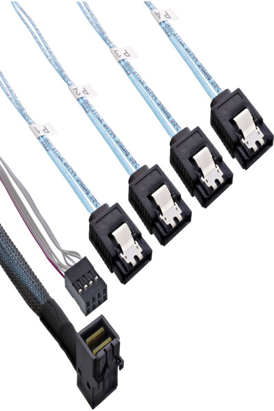 Câble InLine Mini SAS HD SFF-8643 coudé vers 4x SATA 1 m