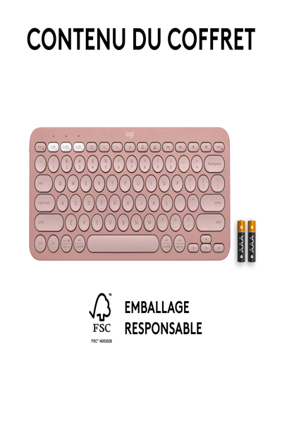 Logitech Pebble Keys 2 K380s - Mini - Wireless - RF Wireless + Bluetooth - Scissor key switch - AZERTY - Pink - 920-011805