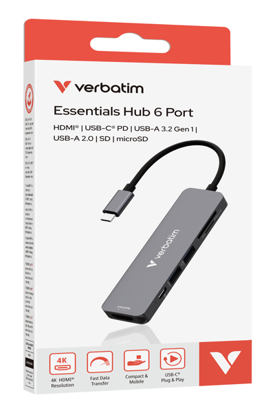 Verbatim USB-C Essentials multiport hub 6-ports - 32156