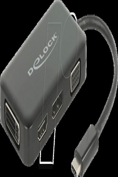 Delock 63929 - USB Type-C Docking Station - DVI/DP/HDMI/VGA - Black - 63929