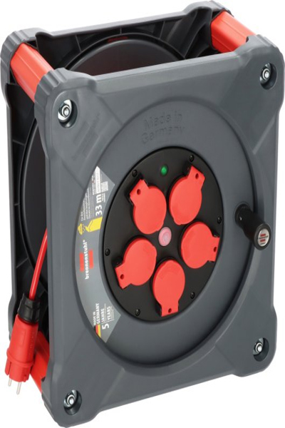 Brennenstuhl 9201330210, Svart, Röd, Plast, 5 AC-uttag, Typ E / F, Rak, 33 m - 9201330210