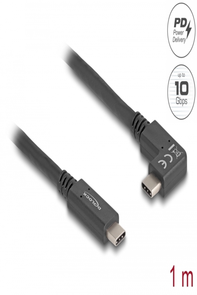 Delock USB-kabel - 24-stifts USB-C (hane) till 24-stifts USB-C (hane) vinklad - 80037
