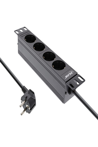PDU InLine 10" - Contact de terre 4 voies - Sans interrupteur - 2 m - Noir