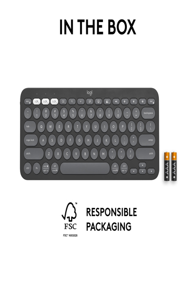 Logitech Pebble Keys 2 K380s - Mini - Wireless - RF Wireless + Bluetooth - Scissor key switch - AZERTY - Graphite - 920-011803