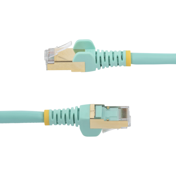 StarTech 6ASPAT7MAQ Patch cable CAT6a (7 m, turquoise, RJ45 snagless connectors, CAT6a STP cable, copper wire, network cable) - Patch cable - RJ-45 (M) to RJ-45 (M) - 7 m - STP - CAT 6a - Molded, No Snag - Aquamarine - 6ASPAT7MAQ