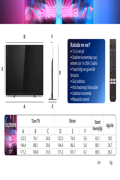Philips 77OLED909/12 4K UHD TV, AL3, OLED, 120/100Hz, Google TV - 77OLED909