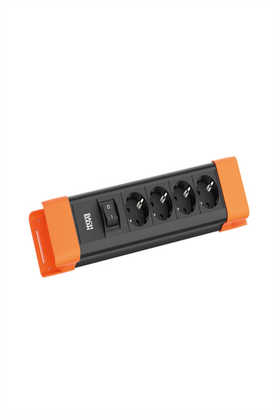 Bachmann CONNECTUS 4xCEE7/3 1xSchalter 2.0m CEE7/7 Schwarz/Orange