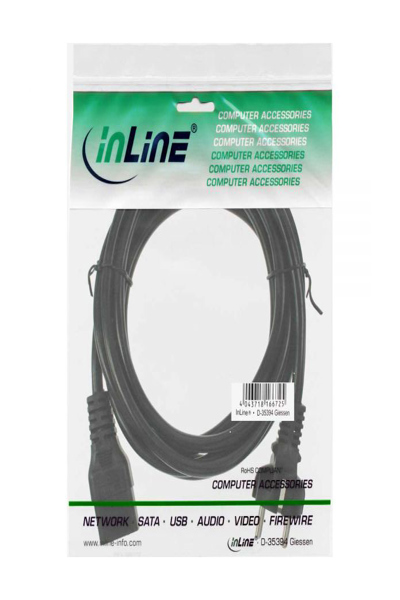 Câble d'alimentation InLine 16A CEE 7/7 droit / IEC320/C19 3m