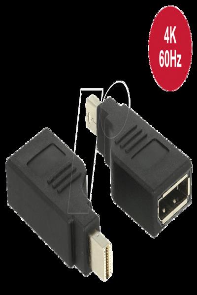 Delock Adapter mini Displayport 1.2 male > Displayport female 4K 90° turned - 65626