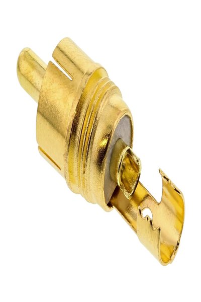 Fiche RCA mâle métallique en ligne à souder - argent - anneau rouge - pour câble 6 mm