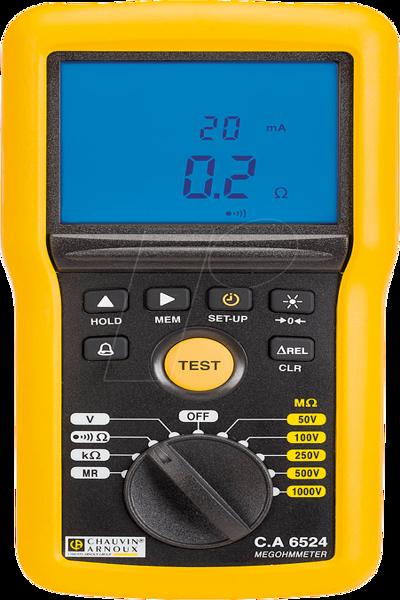 Chauvin Arnoux C.A 6524 Misuratore di isolamento 50 V, 100 V, 250 V, 500 V, 1000 V