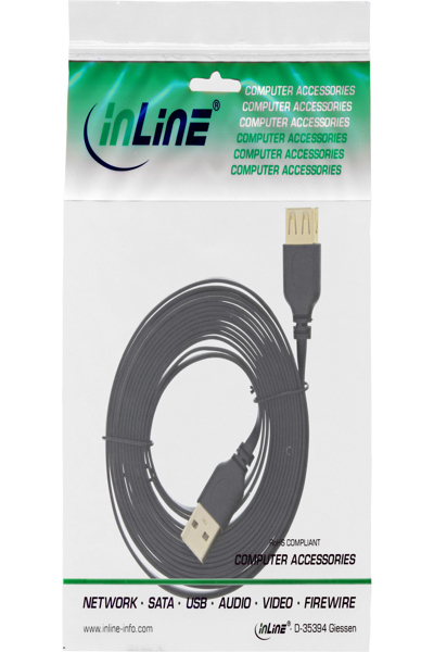 Câble plat USB 2.0 InLine A mâle/femelle 1 m