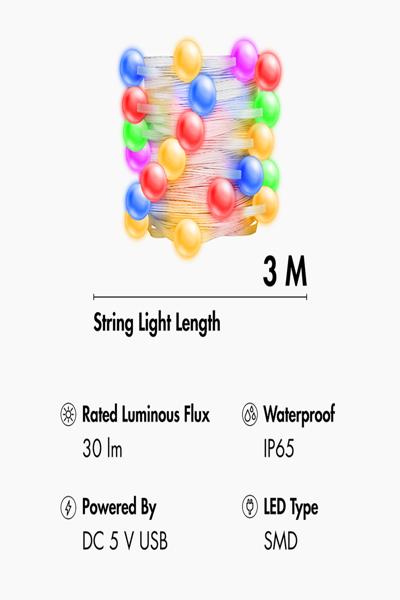 LogiLink Wi-Fi Smart RGB String Lights Remote Tuya 3m - SH0131