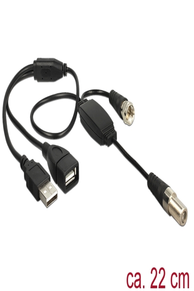 Delock Antennkabel - F-kontakt hane till F-kontakt, USB (endast ström) - 13006