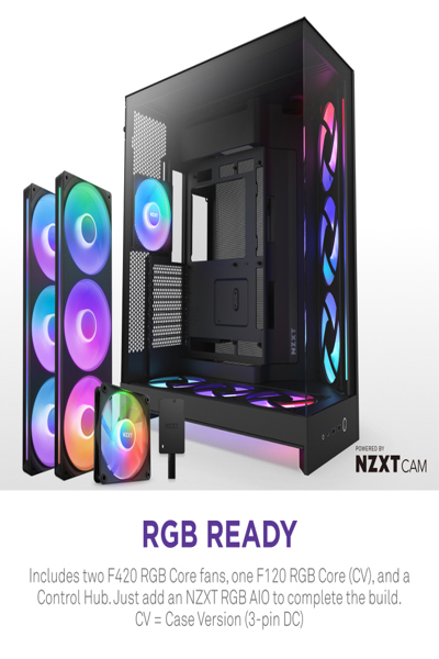 NZXT H9 Flow RGB+ midi-torn-PC svart - CM-H92FB-P1