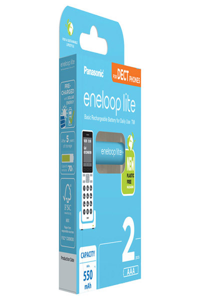 Panasonic 2 eneloop-batterier Lite Micro AAA 550 mAh - Batteri - Uppladdningsbart batteri - Micro (AAA) - 52361162