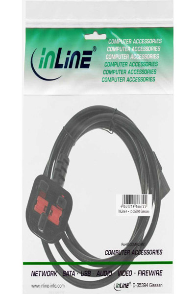 Câble d'alimentation InLine mâle Angleterre / IEC C13 mâle 3 broches - 1,8 m