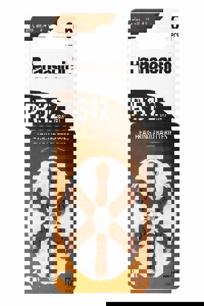 Panasonic PR 312 Hearing Aid Cells Zinc Air, 6-Pack - Battery - 170 mAh - PR-312/6LB