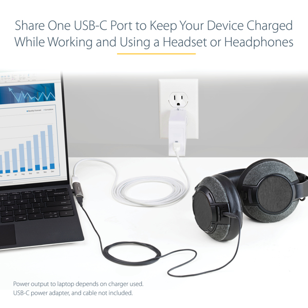 USB C Audio & Charge Adapter, USB-C Audio Adapter with USB-C Audio Headphone/Headset Port and 60W USB Type-C Power Delivery Pass-through - CDP2CAPDM