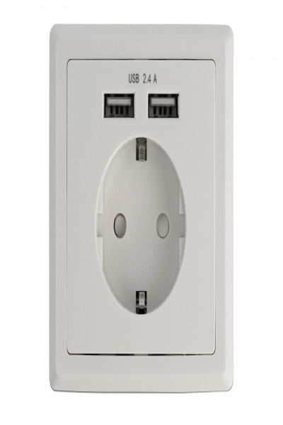 Delock 11471, CEE 7/3 + USB, CEE 7/4, blanc, plastique, 250 V, 0,2 A