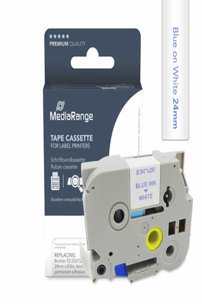 MediaRange 24 mm blå/vit tejp - MRBTZ253