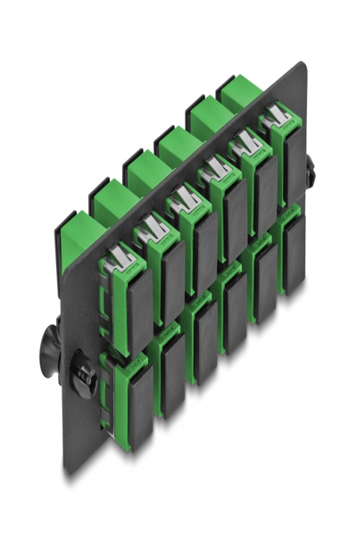 Delock 12-Port SC Simplex APC Single-Mode Fiber Optic Adapter Panel Green - 66926