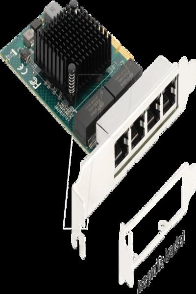 Delock PCI Express x4-kort till 4 x RJ45 Gigabit LAN BCM, PCIe, RJ-45, Hona, PCIe 2.0, Grå, PC - 88208