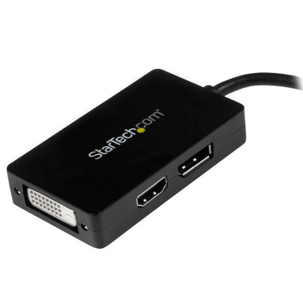 StarTech Travel A/V adapter: 3-in-1 Mini DisplayPort to DisplayPort DVI or HDMI converter - 0.15 m - 1 x Mini-DisplayPort - 1 x DisplayPort - 1 x DVI-D - 1 x HDMI - Male - Female - Straight - MDP2DPDVHD