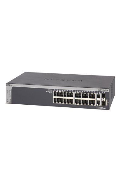 Netgear 28-Port PoE Gigabit/10G Stackable Smart Switch (GS728TXP) - L2/L3 - 10G Ethernet (100/1000/10000) - Full duplex - Power over Ethernet (PoE) - Rack mounting