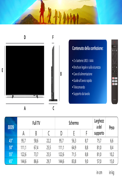 Philips TV 43PUS8009 12 LED 4K Ambilight 43PUS8009/12 - Flat Screen - 109.2 cm - 43PUS8009/12