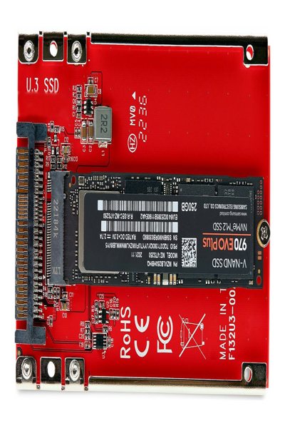 StarTech.com M.2 to U.3 Adapter, For M.2 NVMe SSDs, PCIe M.2 Drive to 2.5inch U.3 (SFF-TA-1001) Host Adapter/Converter, TAA Compliant - 1M25-U3-M2-ADAPTER