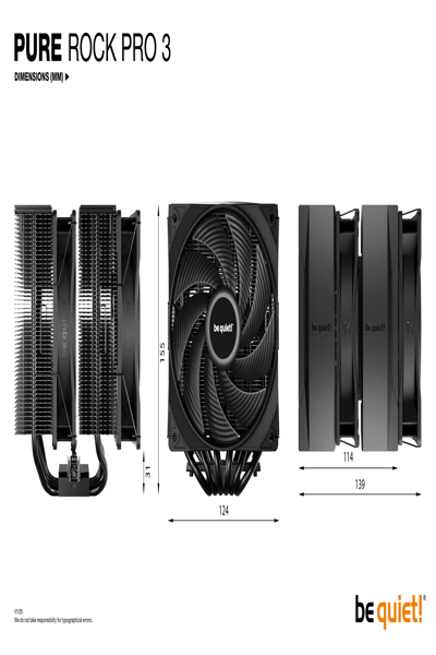 Be Quiet! kÃƒÂ¼hler Pure Rock Pro 3 Black - Processor cooler - 34.8 dB - BK042