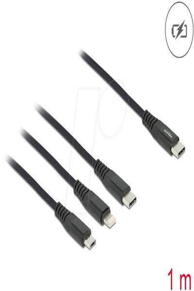 Câble de charge uniquement Delock - USB-C 24 broches vers Micro-USB Type B, Lightning, USB-C 24 broches
